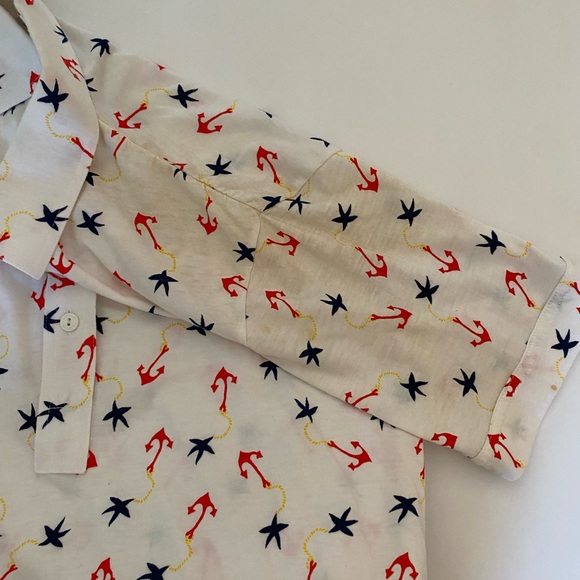 Vintage Anchors and Starfish AOP Polo Shirt Size L - Picture 10 of 10